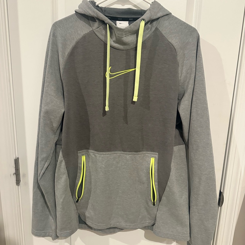 Nike Gray and Yellow Men's Hoodie